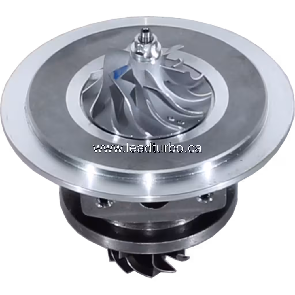 Vista replacement del core CHRA GT2049S mostrando rueda de turbina y flange