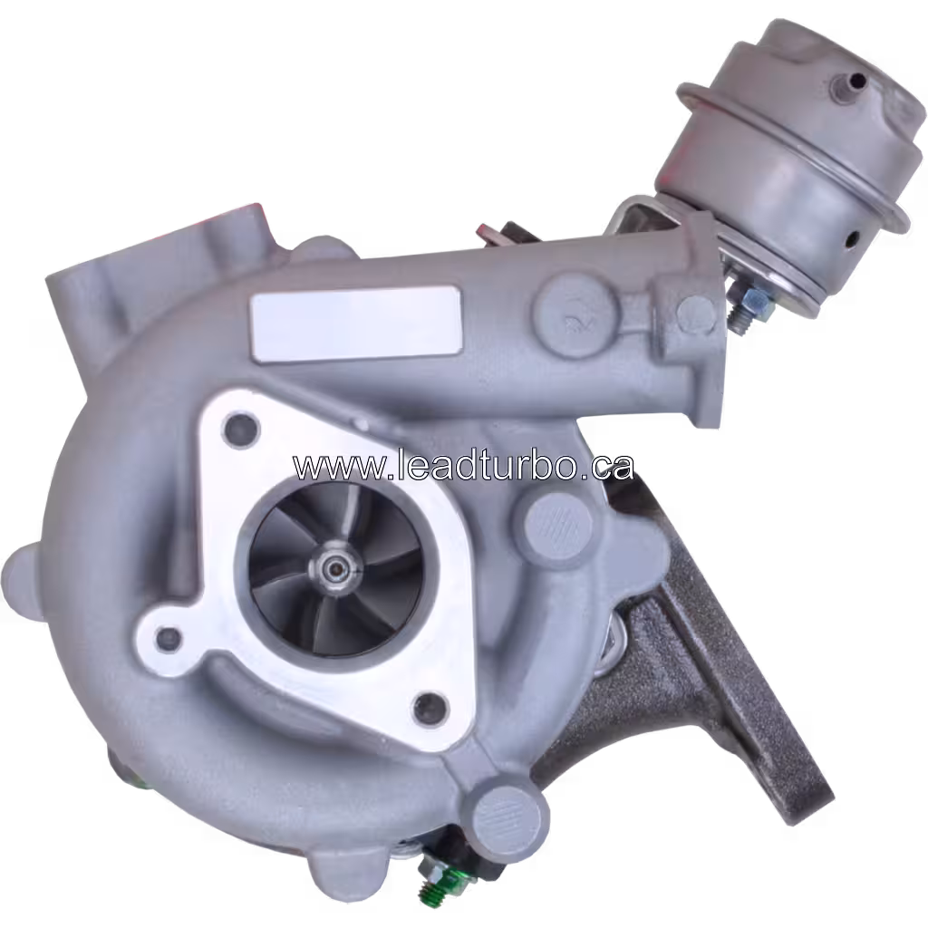 Vista frontal do turbo 14411AW40A GT1849V mostrando a roda do compressor e a entrada de ar
