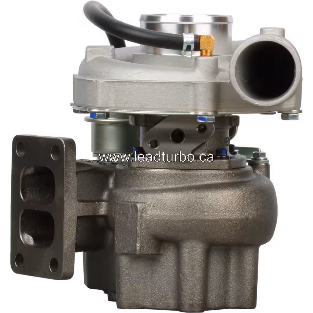 Turbosprężarka 709942-5009 GT3571S widok przedni, aluminiowa obudowa kompresora i turbinowa