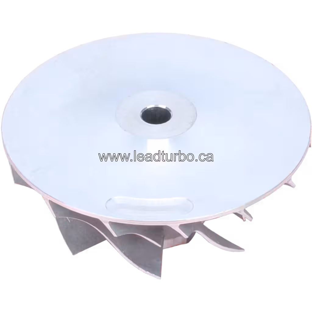 Vista inferior em 45 graus do compressor wheel 49185-40700 com placa traseira plana