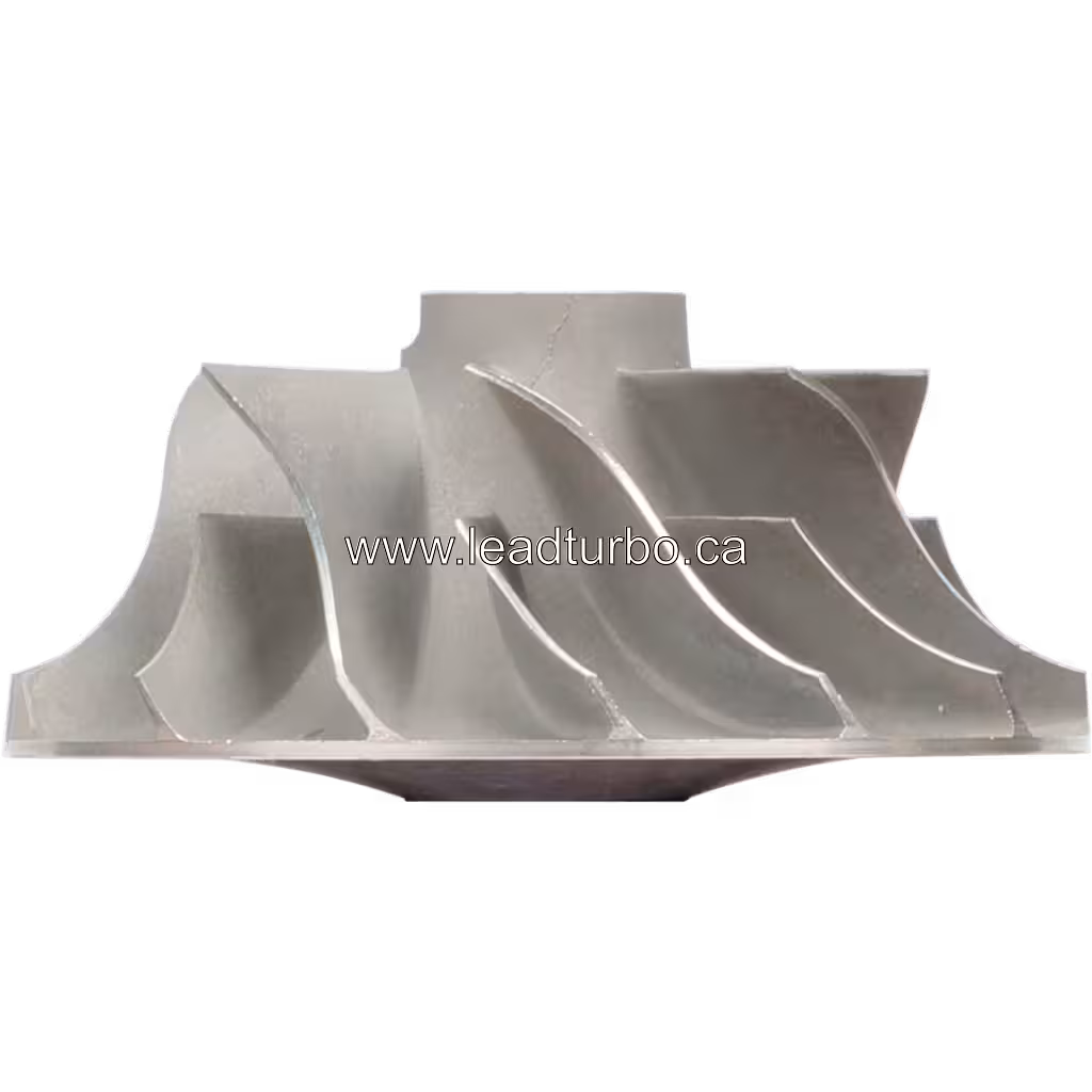 Vista frontal do compressor wheel 49185-40700 com lâminas radiais curvadas